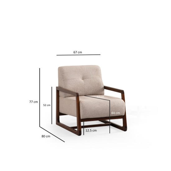 Wing Chair Athena Bergere - Beige Beige Wing Chair Athena Bergere - Beige Beige