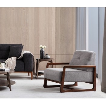 Wing Chair Athena Bergere - Light Grey, Walnut Light Grey
Walnut