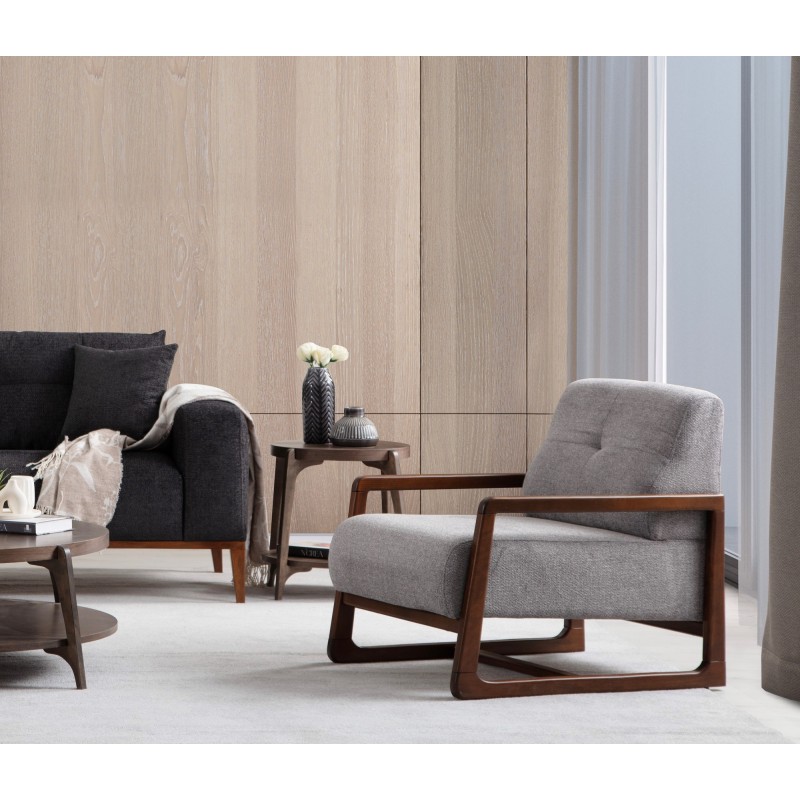 Wing Chair Athena Bergere - Light Grey, Walnut Light Grey
Walnut