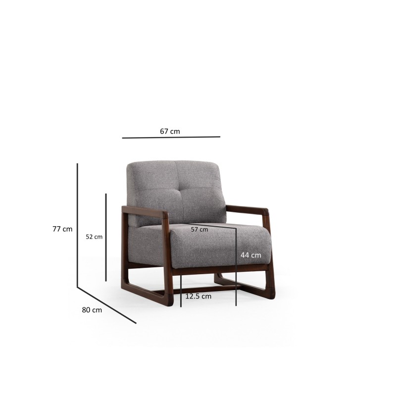 Wing Chair Athena Bergere - Light Grey, Walnut Light Grey
Walnut