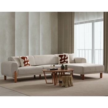 Corner Sofa-Bed Lyke Right - Cream Cream