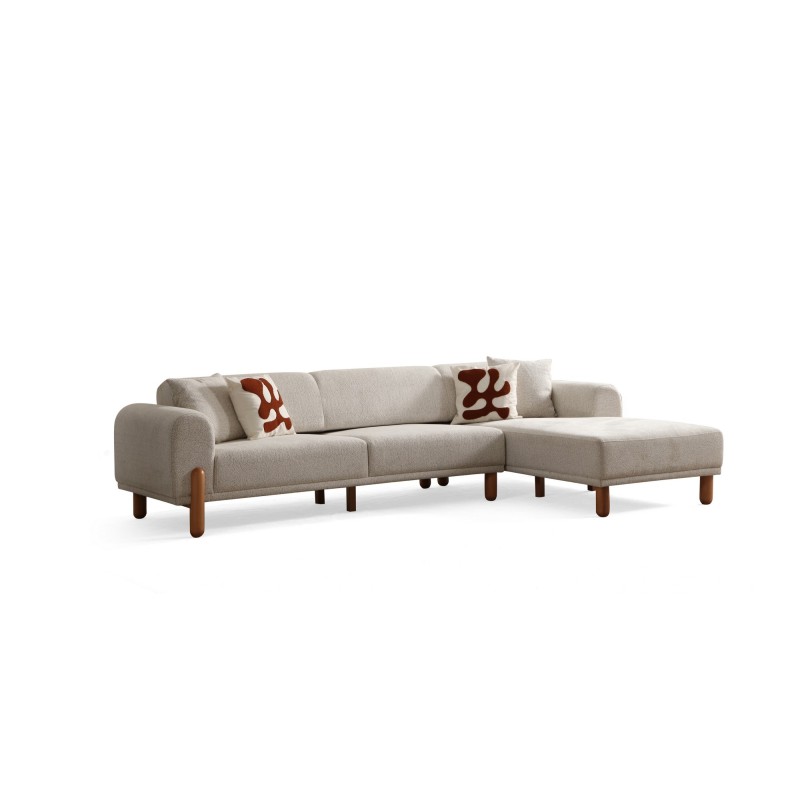 Corner Sofa-Bed Lyke Right - Cream Cream