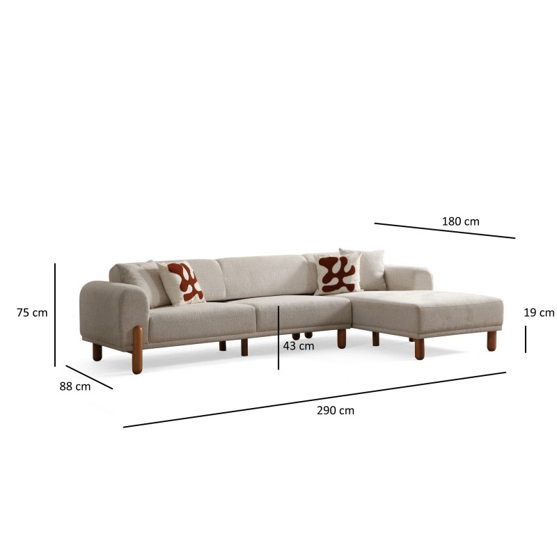 Corner Sofa-Bed Lyke Right - Cream Cream
