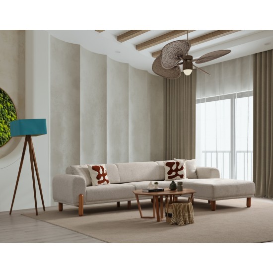 Corner Sofa-Bed Lyke Right - Cream Cream Corner Sofa-Bed Lyke Right - Cream Cream
