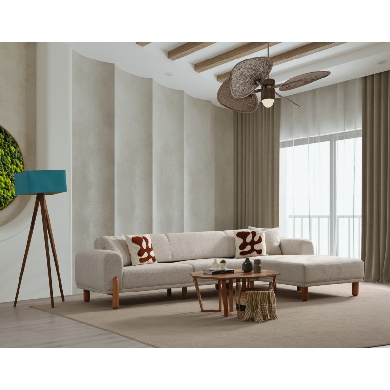 Corner Sofa-Bed Lyke Right - Cream Cream