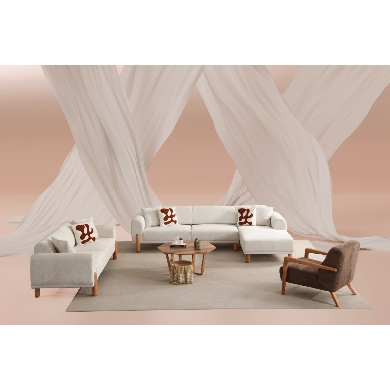 Corner Sofa-Bed Lyke Right - Cream Cream