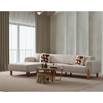Corner Sofa-Bed Lyke Left - Cream Cream