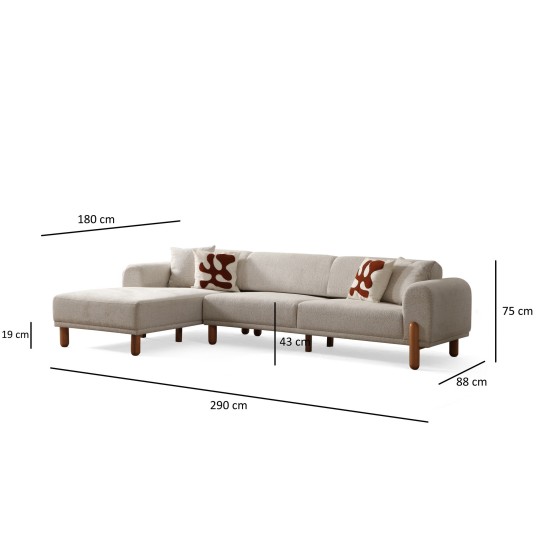 Corner Sofa-Bed Lyke Left - Cream Cream Corner Sofa-Bed Lyke Left - Cream Cream