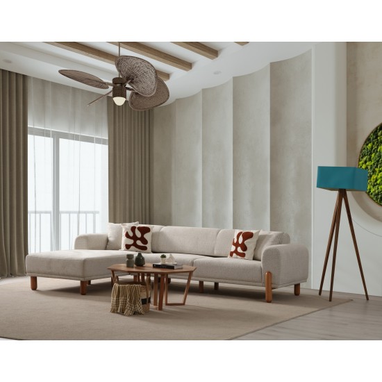 Corner Sofa-Bed Lyke Left - Cream Cream Corner Sofa-Bed Lyke Left - Cream Cream