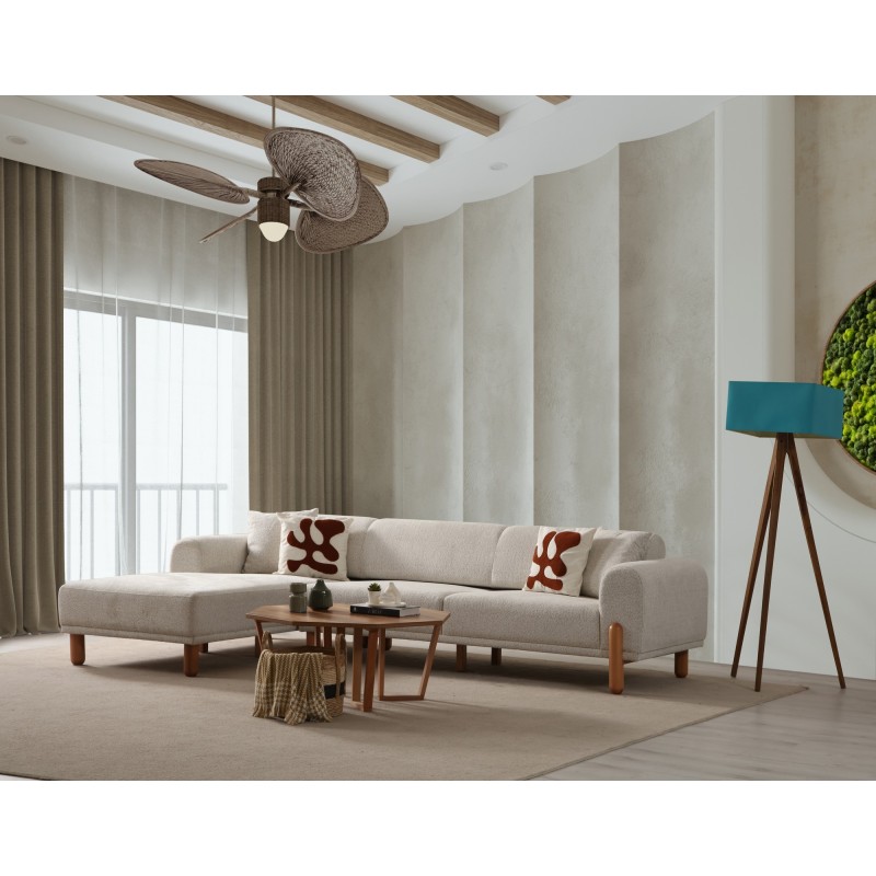 Corner Sofa-Bed Lyke Left - Cream Cream