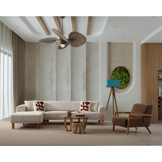 Corner Sofa-Bed Lyke Left - Cream Cream Corner Sofa-Bed Lyke Left - Cream Cream