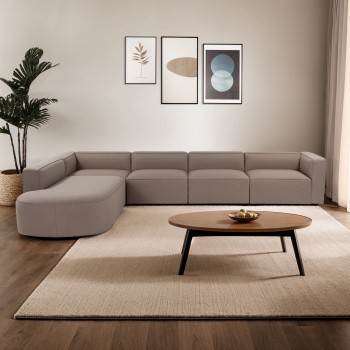 Corner Sofa Mora (X-Oval-L1-O1-O1-R1) Light Brown