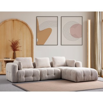Corner Sofa Amaris 3 Seater With Pouffe - Beige Beige