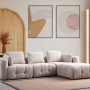 Corner Sofa Amaris 3 Seater With Pouffe - Beige Beige