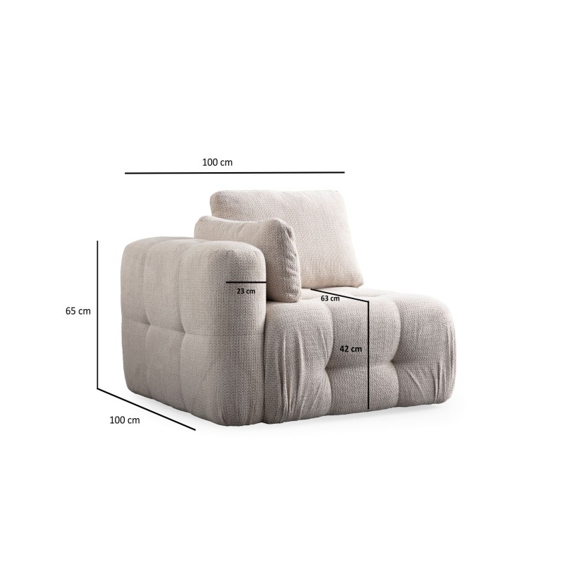 Corner Sofa Amaris 3 Seater With Pouffe - Beige Beige