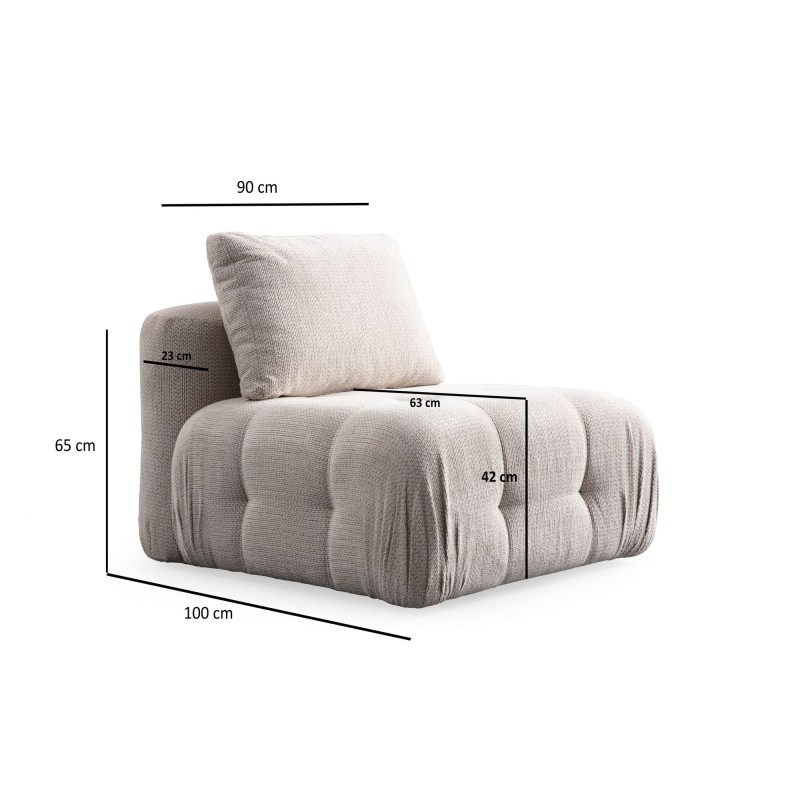 Corner Sofa Amaris 3 Seater With Pouffe - Beige Beige