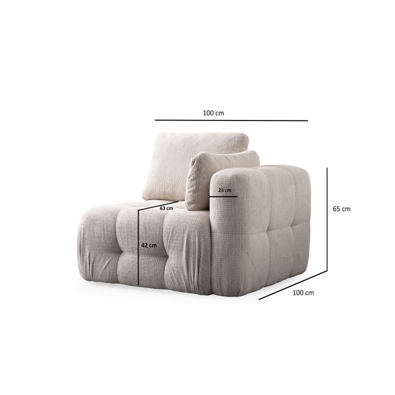 Corner Sofa Amaris 3 Seater With Pouffe - Beige Beige
