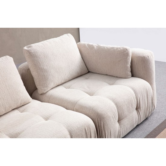 Corner Sofa Amaris 3 Seater With Pouffe - Beige Beige