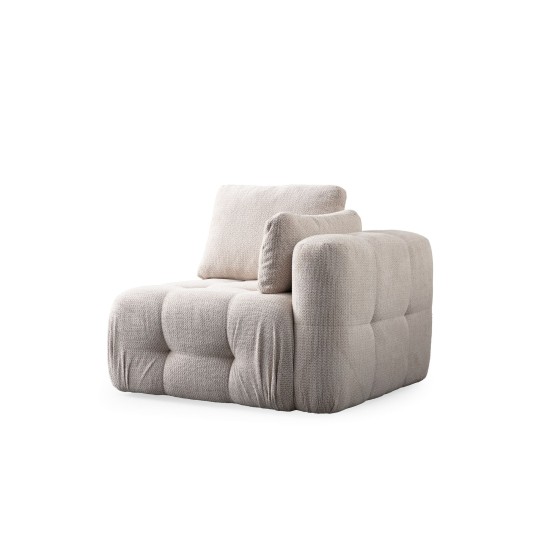 Corner Sofa Amaris 3 Seater With Pouffe - Beige Beige