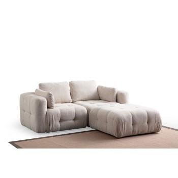 Corner Sofa Amaris 2 Seater With Pouffe - Beige Beige