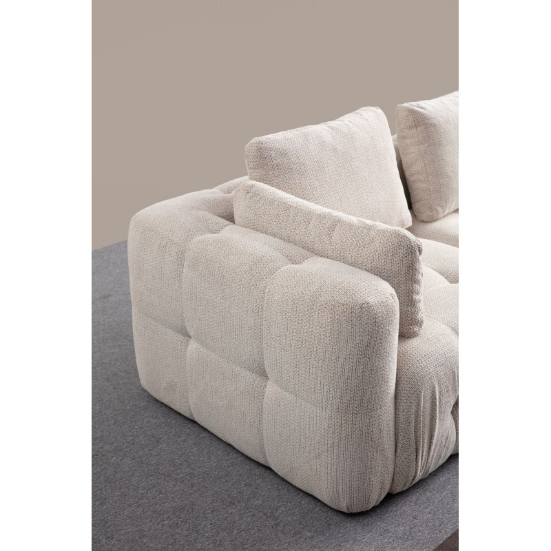 Corner Sofa Amaris 2 Seater With Pouffe - Beige Beige