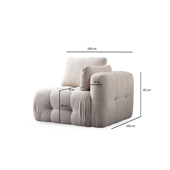 Corner Sofa Amaris 2 Seater With Pouffe - Beige Beige