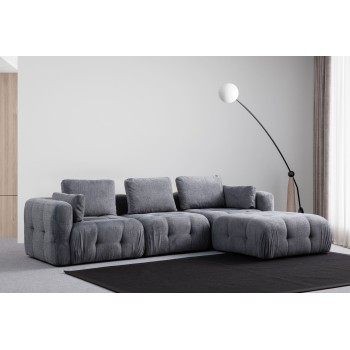 Corner Sofa Amaris 3 Seater With Pouffe - Grey Grey
