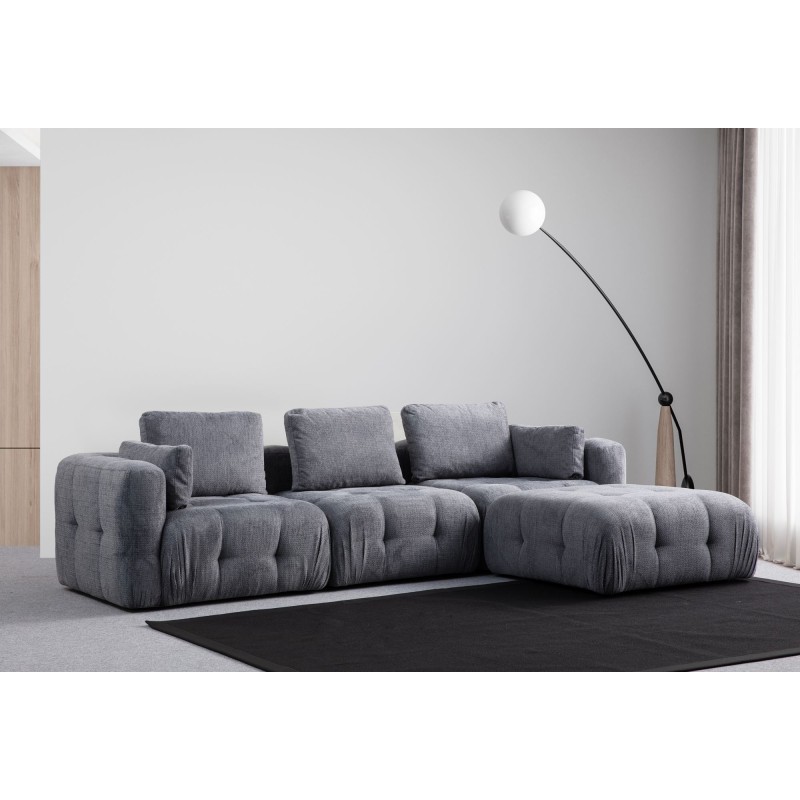 Corner Sofa Amaris 3 Seater With Pouffe - Grey Grey