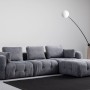 Corner Sofa Amaris 3 Seater With Pouffe - Grey Grey