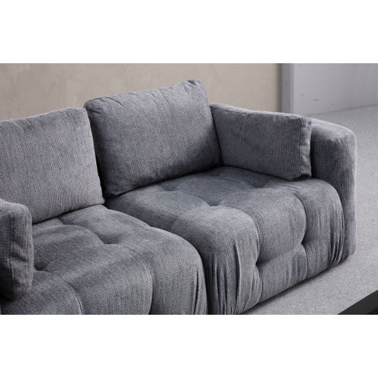 Corner Sofa Amaris 3 Seater With Pouffe - Grey Grey