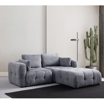 Corner Sofa Amaris 2 Seater With Pouffe - Grey Grey