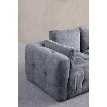 Corner Sofa Amaris 2 Seater With Pouffe - Grey Grey