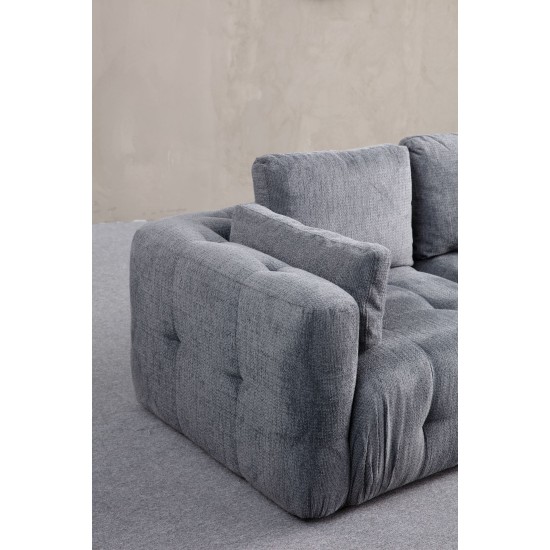 Corner Sofa Amaris 2 Seater With Pouffe - Grey Grey