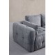 Corner Sofa Amaris 2 Seater With Pouffe - Grey Grey
