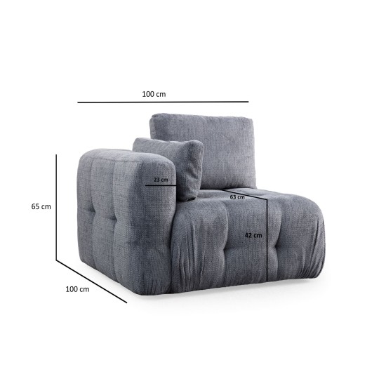 Corner Sofa Amaris 2 Seater With Pouffe - Grey Grey