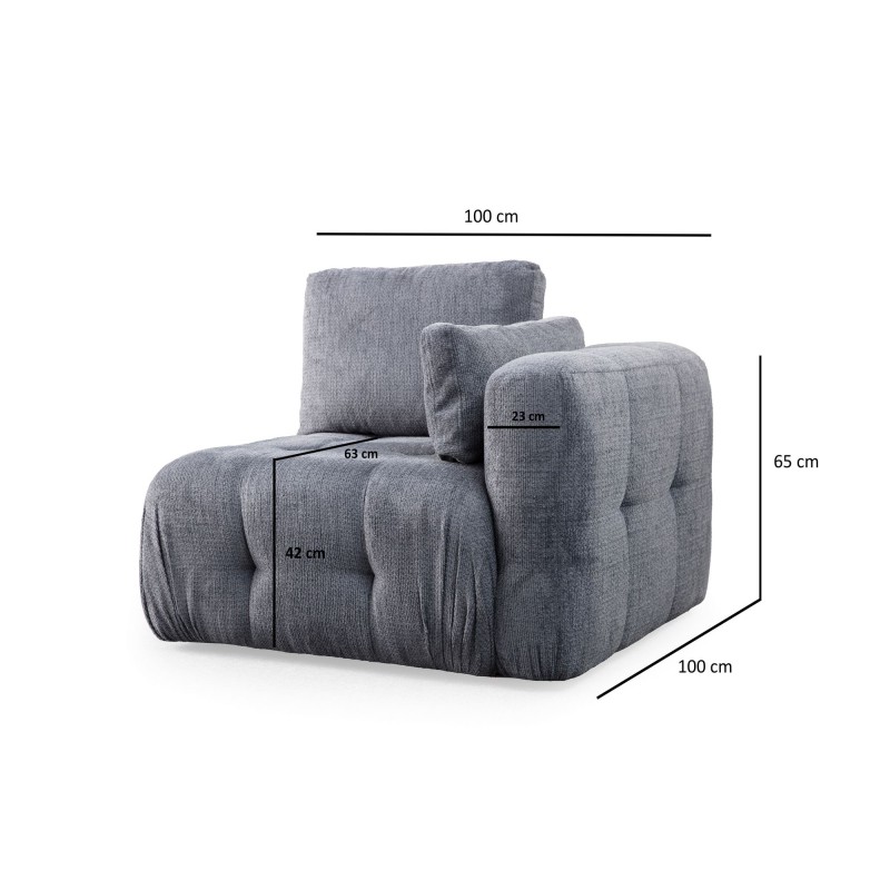 Corner Sofa Amaris 2 Seater With Pouffe - Grey Grey