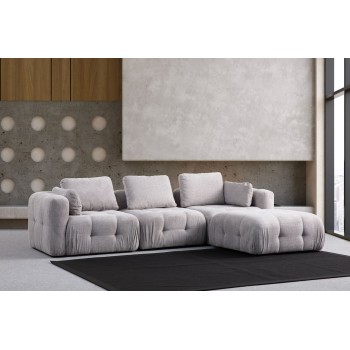 Corner Sofa Amaris 3 Seater With Pouffe - Light Grey Light Grey