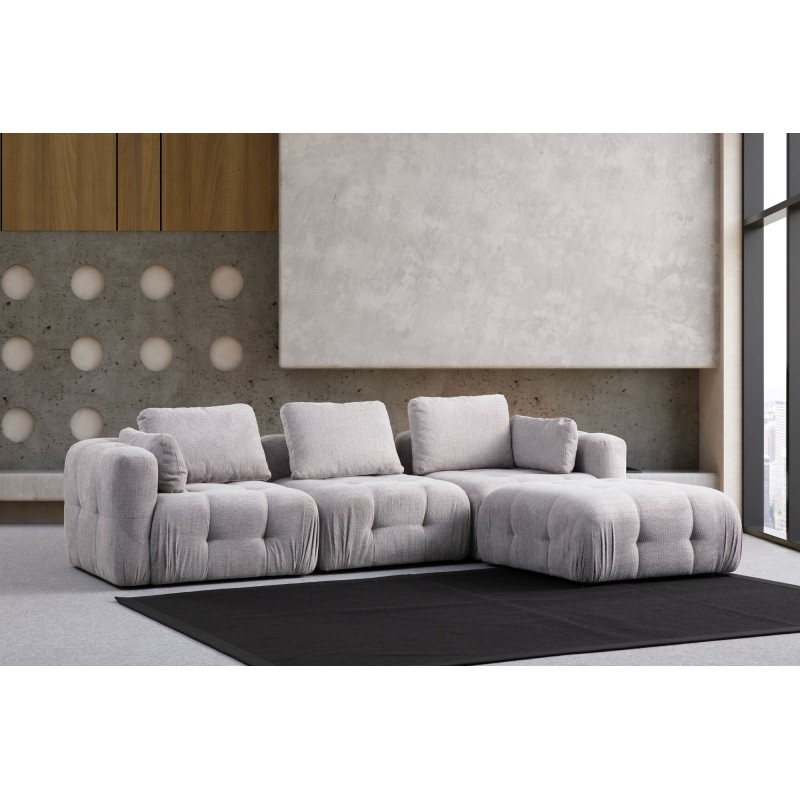 Corner Sofa Amaris 3 Seater With Pouffe - Light Grey Light Grey