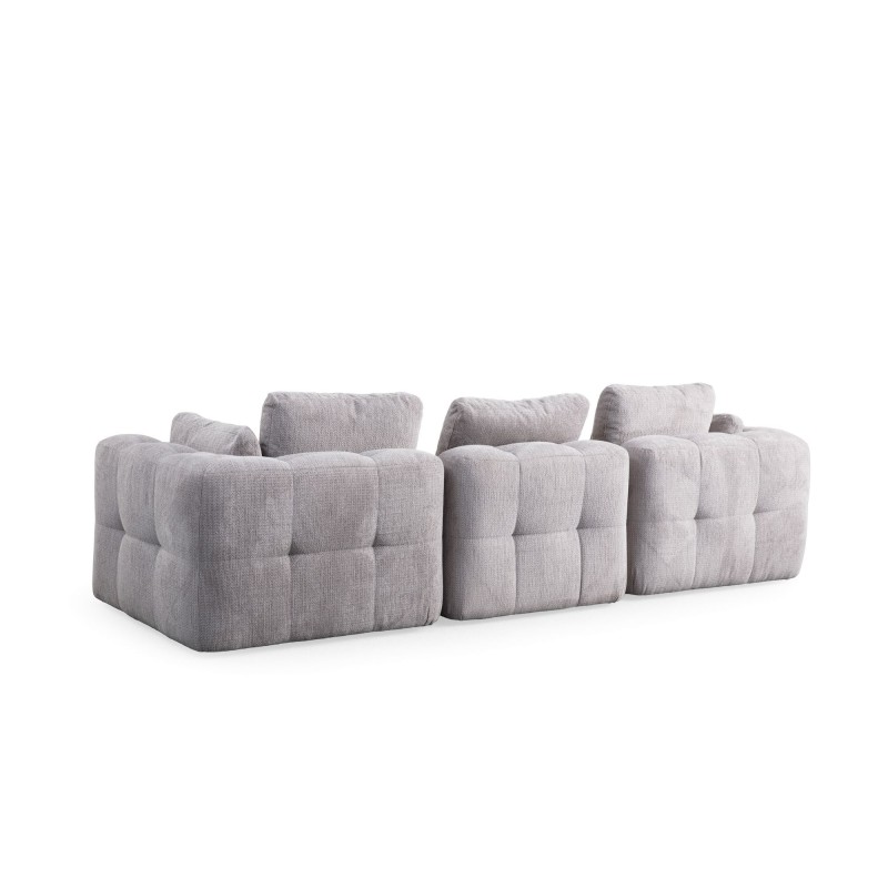 Corner Sofa Amaris 3 Seater With Pouffe - Light Grey Light Grey