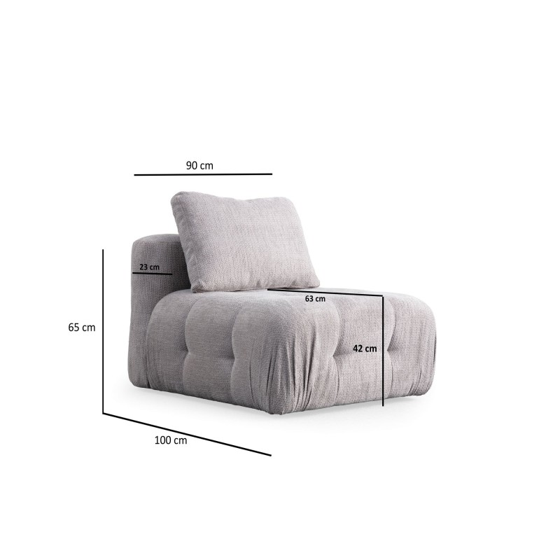 Corner Sofa Amaris 3 Seater With Pouffe - Light Grey Light Grey
