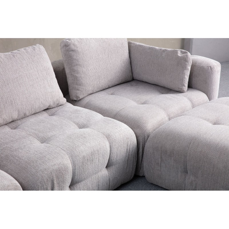 Corner Sofa Amaris 3 Seater With Pouffe - Light Grey Light Grey