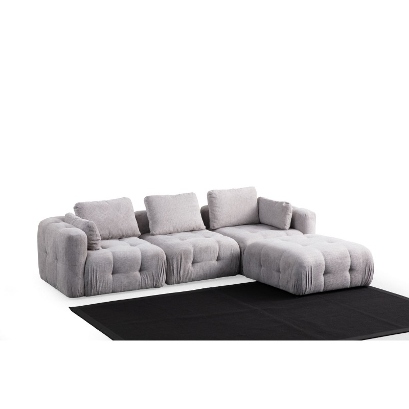 Corner Sofa Amaris 3 Seater With Pouffe - Light Grey Light Grey