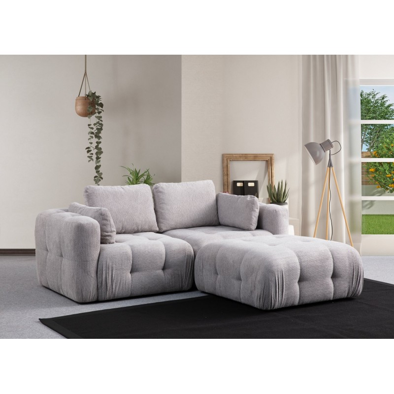 Corner Sofa Amaris 2 Seater With Pouffe - Light Grey Light Grey