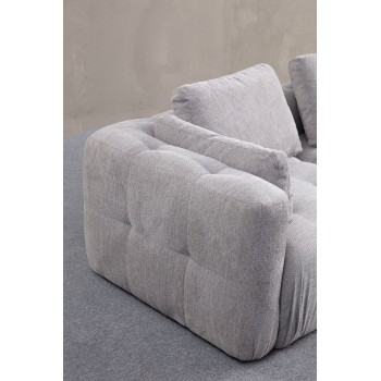 Corner Sofa Amaris 2 Seater With Pouffe - Light Grey Light Grey