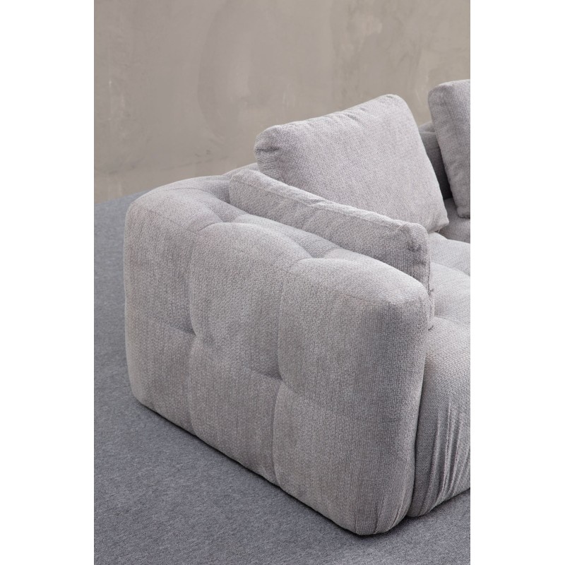Corner Sofa Amaris 2 Seater With Pouffe - Light Grey Light Grey