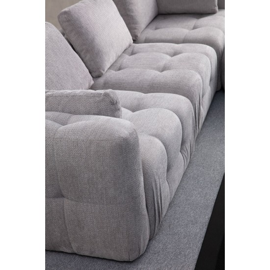 Corner Sofa Amaris 2 Seater With Pouffe - Light Grey Light Grey