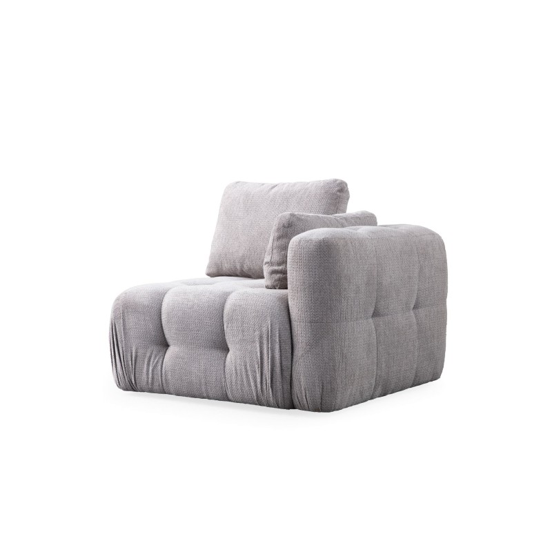 Corner Sofa Amaris 2 Seater With Pouffe - Light Grey Light Grey