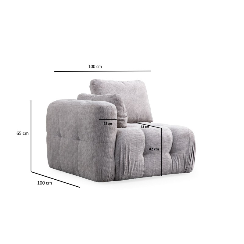 Corner Sofa Amaris 2 Seater With Pouffe - Light Grey Light Grey