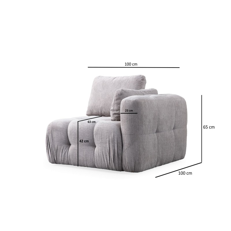 Corner Sofa Amaris 2 Seater With Pouffe - Light Grey Light Grey