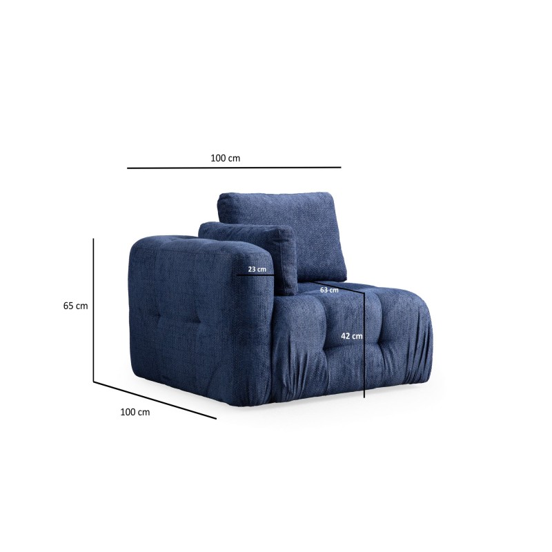 Corner Sofa Amaris 3 Seater With Pouffe - Navy Blue Navy Blue